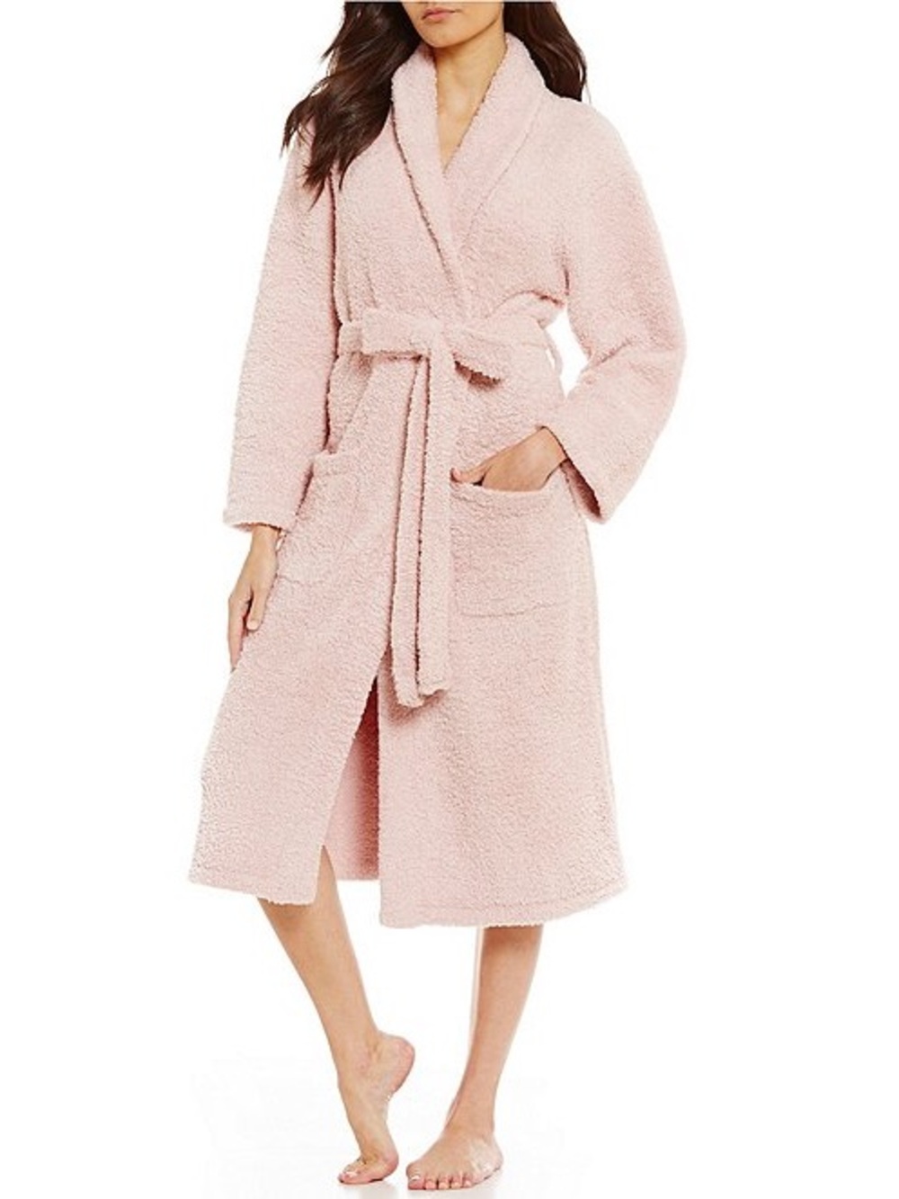 Barefoot Dreams CozyChic Blush Pink Plush Belted Robe Long Cardigan